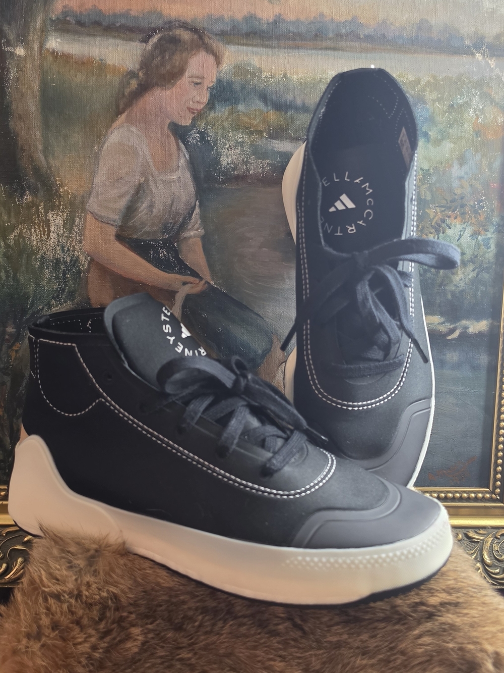 Adidas by Stella McCartney Black and White High-Top Sneakers